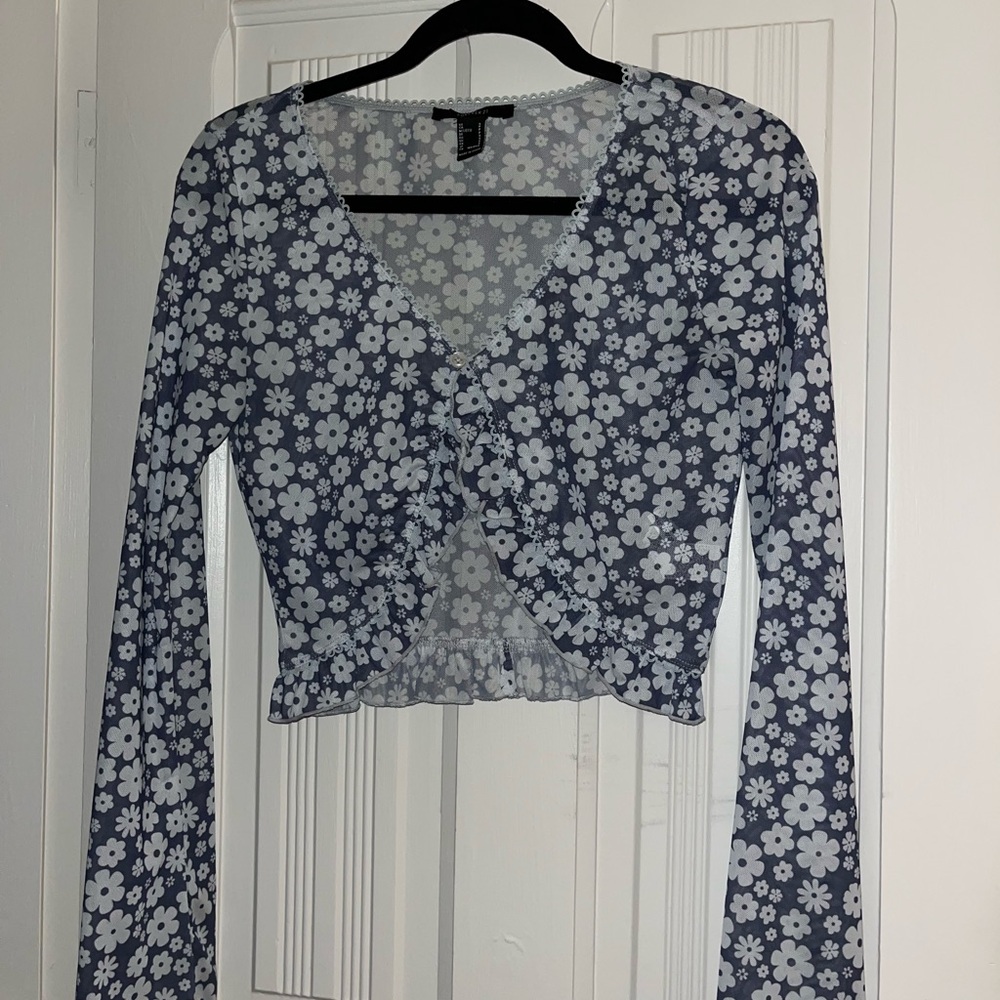 Floral Long Sleeve Crop Top